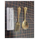 Gold silverware brooches vintage