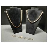 x3 Gold Tone Snake Chain Necklaces