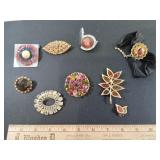 Assorted Vintage Brooche/Pins, Locket, Neck