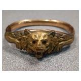 Lion bronze tone bangle bracelet