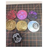 Plastic tokens. POGS, drink, bar and more