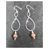 New/Old Stock Silver & Stone Earrings Marked 925