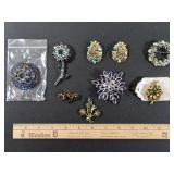 Assorted Vintage Rhinestone Brooches/ Pins & Pair