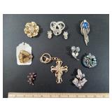 Assorted Vintage Brooches/Pins, 1 Pair Matching
