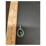 Vintage silver & malachite Pendant- Mexico