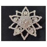Large Vintage Clear Rhinestone Brooch