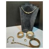 Assorted gold tone costume Jewelry Bangles,
