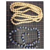 Painted blue and ivory colored necklace