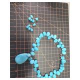 Blue stone and sterling silver necklace and