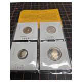Proof coins cent, nickel, dime, quarter