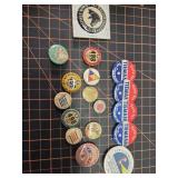 Buttons, campaign, odd fellows, union and more
