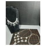 3 vintage rhinestone statement necklaces