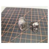 Large Face rings, size 9 and adjustable biker