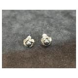 Silver & hematite earring