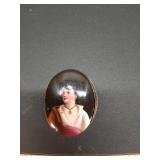 Antique hand painted portrait brooch