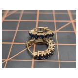 10Kt marked gold earring pair with blue stones