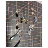 Antique earrings collection, sterling, gold