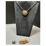 Coro marked necklace, earring & brooch