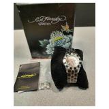 NIB Ed Hardy Stainless steel & black women