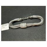 NOS Vintage Stainless Steel & crystal bracelet