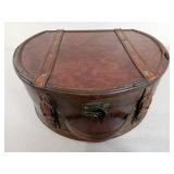 Vintage Faux Leather & Wood Travel Hat Case