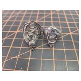 Demon and skull rings 10.5 and 9 biker jewelry