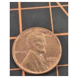 Strike though error 1955D cent, (post Booth,