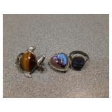 Fish tigers eye pin, night landscape pendant &