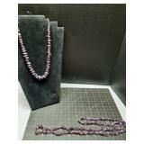 x2 Vintage Amethyst Bead Necklaces