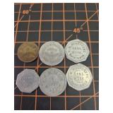 Nebraska trade tokens, Daykin, Plymouth, Glenvil,