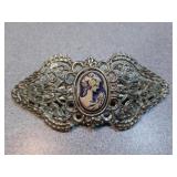 Silver Cameo hair clip
