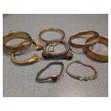 Assorted gold tone bracelets & Bangles