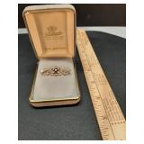 NOS Vintge Gold filled garnet brooch
