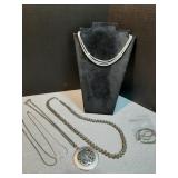 Various silver tone Necklaces & chains