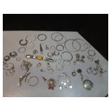 Miscellaneous silver tone earrings & pieces