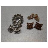 Marked Weiss vintage jewelry earrings & brooch