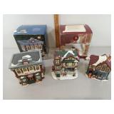 3 Porcelain Lighted Houses Christmas village style