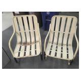 2 vtg MCM metal patio lawn chairs