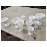 Milk glass, grape patterns