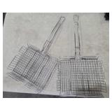 Hand held fire grill baskets