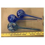 3 glass plant watering globes