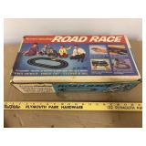 Vintage Eldon road race slot car toy set, missing