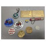 Pins, coin, brass and more Its a copy,