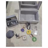 Jewelry box, key rings, and magnifier