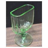 *Vintage green depression glass  4.25" tall