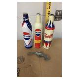 3 aluminum Pepsi bottles & hubley tex cap gun