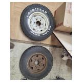 4 Tires, various rims and sizes all 14" rim