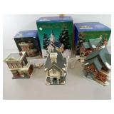 3 Porcelain Lighted Houses Christmas village style