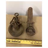 2 antique pulleys