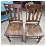 >2 oak wood dining chairs - mission style